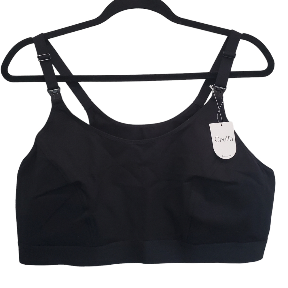New Gratlin Size 4X Black Racerback Pullover Nursing Bra NWT